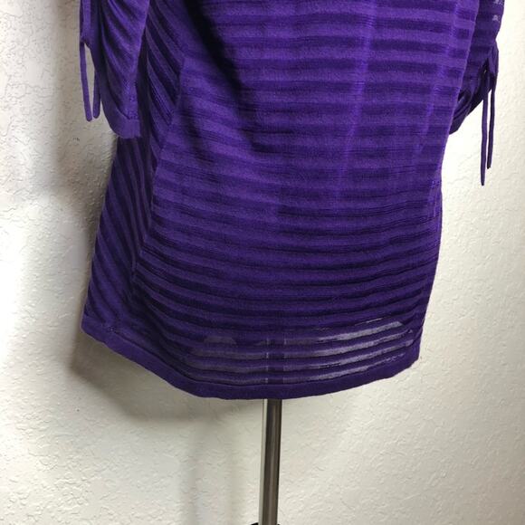 Cache purple striped tie sleeve open front cardigan size Medium - Picture 15 of 16
